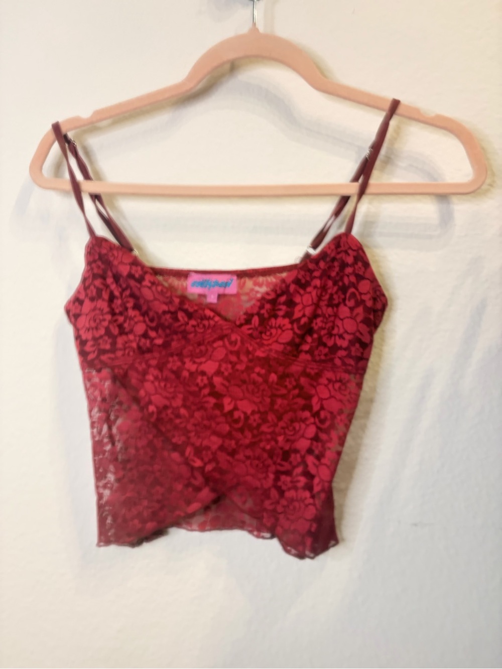 Edikted Burgundy Floral Lace Camisole